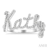 1/3 Ctw 'Kathy' Script Name Single Cut Diamond Ring in 10K White Gold